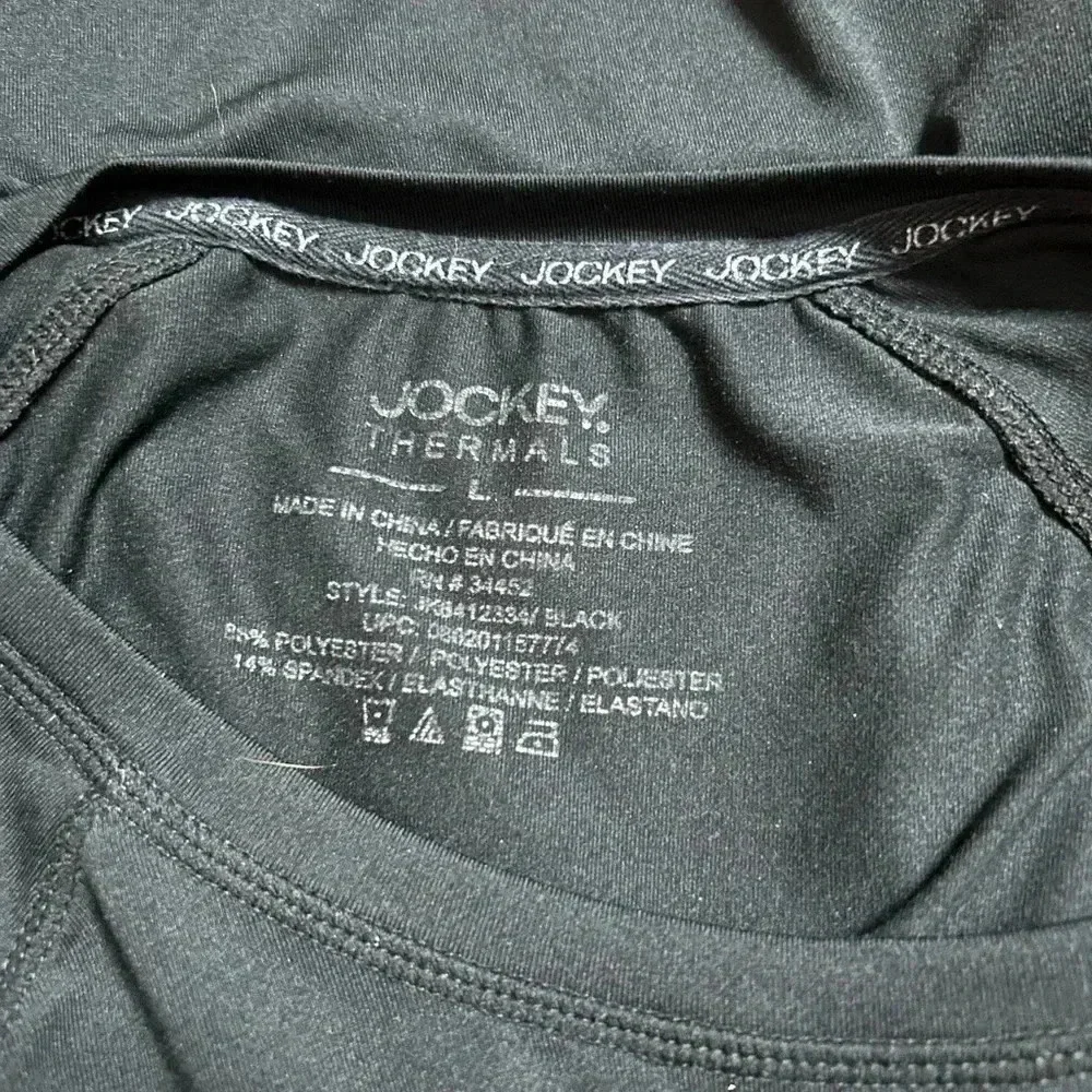 Jockey Thermals Mens‎ Large Black Long Sleeve Base Layer Top JK8412334